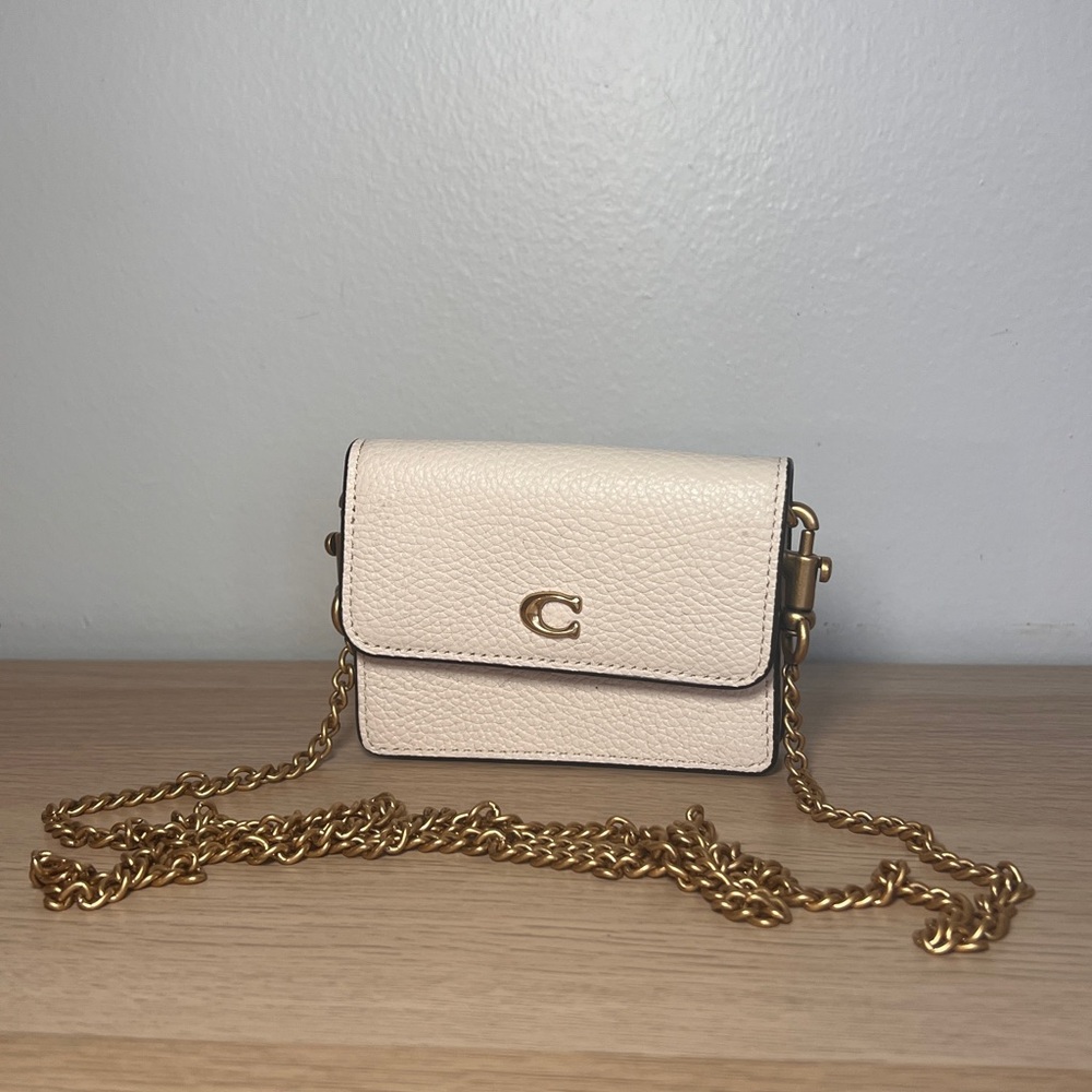Coach Ivory Micro Bag with Gold Chain